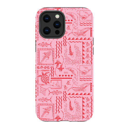 iPhone Tough Phone Case - Busy Print Pinks