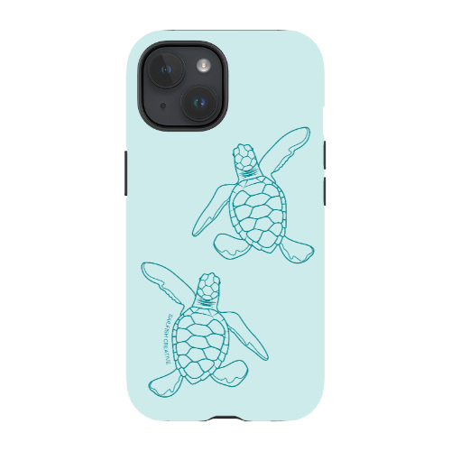 iPhone Tough Phone Case - Turtle Hatchlings Outline Teal - Sailfish Creative
