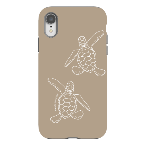 iPhone Tough Phone Case - Turtle Hatchlings Outline Natural