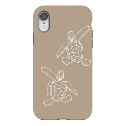 iPhone Tough Phone Case - Turtle Hatchlings Outline Natural