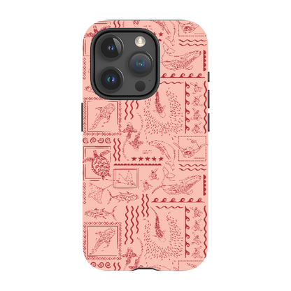 iPhone MagSafe Tough Phone Case - Busy Print Coral
