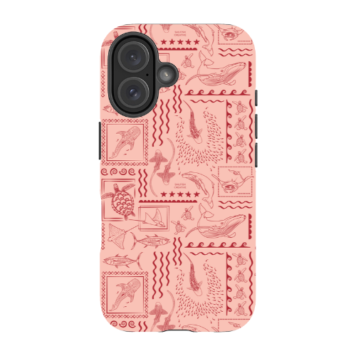 iPhone Tough Phone Case - Busy Print Coral