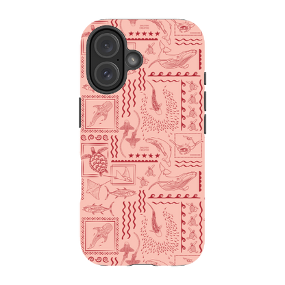 iPhone Tough Phone Case - Busy Print Coral