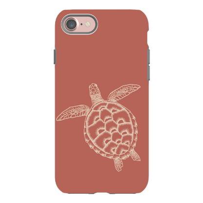 iPhone Tough Case - Turtle Outline Rusty Coral