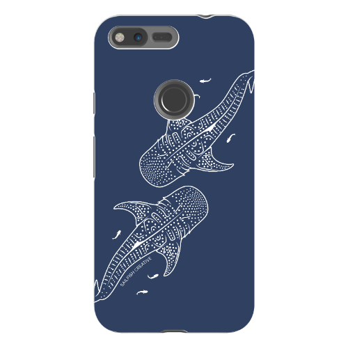 Google Pixel Tough Phone Case - Whale Sharks Outline Navy - Sailfish Creative