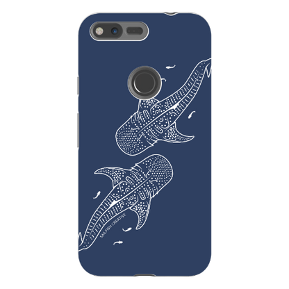 Google Pixel Tough Phone Case - Whale Sharks Outline Navy - Sailfish Creative