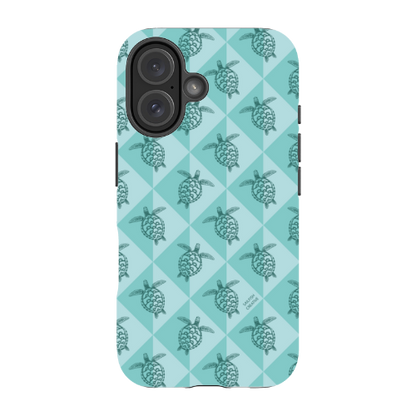 iPhone MagSafe Tough Phone Case - Turtle Diamonds Teal