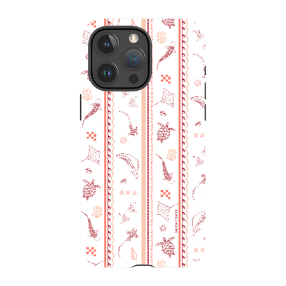 iPhone Tough Phone Case - Candy Stripes Coral