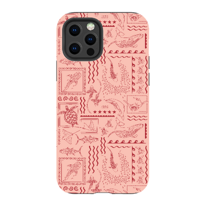 iPhone Tough Phone Case - Busy Print Coral