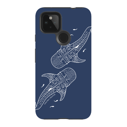 Google Pixel Tough Phone Case - Whale Sharks Outline Navy - Sailfish Creative
