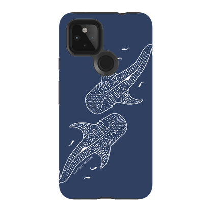 Google Pixel Tough Phone Case - Whale Sharks Outline Navy - Sailfish Creative
