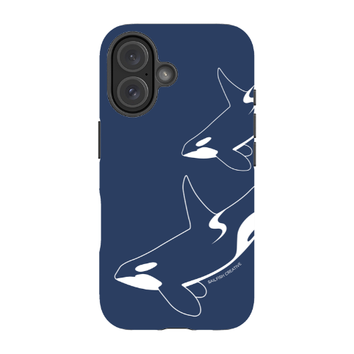 iPhone Tough Phone Case - Orca Outline Navy