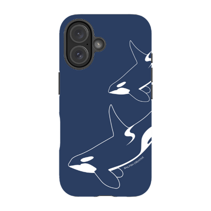 iPhone Tough Phone Case - Orca Outline Navy