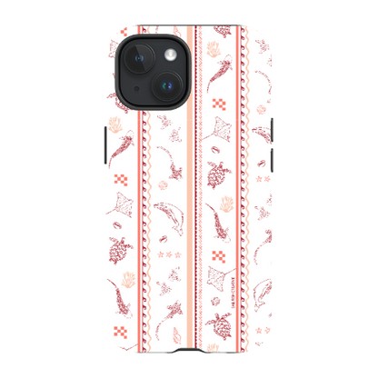 iPhone MagSafe Tough Phone Case - Candy Stripes Coral