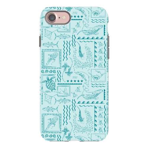 iPhone Tough Phone Case - Busy Print Teal