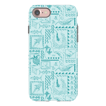 iPhone Tough Phone Case - Busy Print Teal