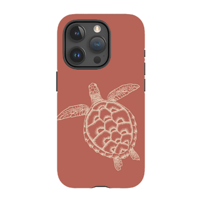 iPhone Tough Case - Turtle Outline Rusty Coral