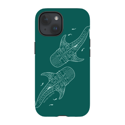 iPhone Tough Case - Whale Sharks Outline Emerald