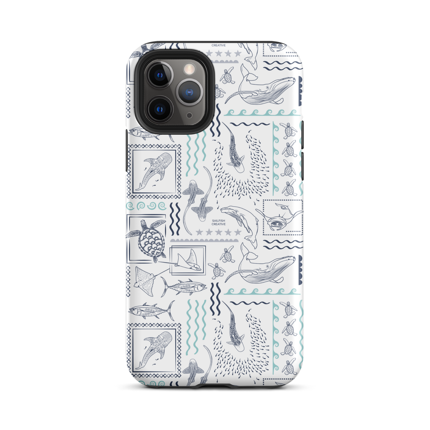 iPhone Phone Case - Busy Print Navy and Teal on White