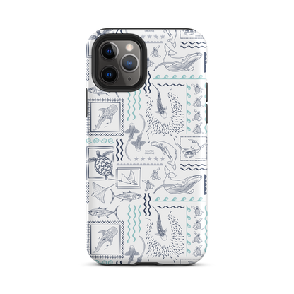 iPhone Phone Case - Busy Print Navy and Teal on White