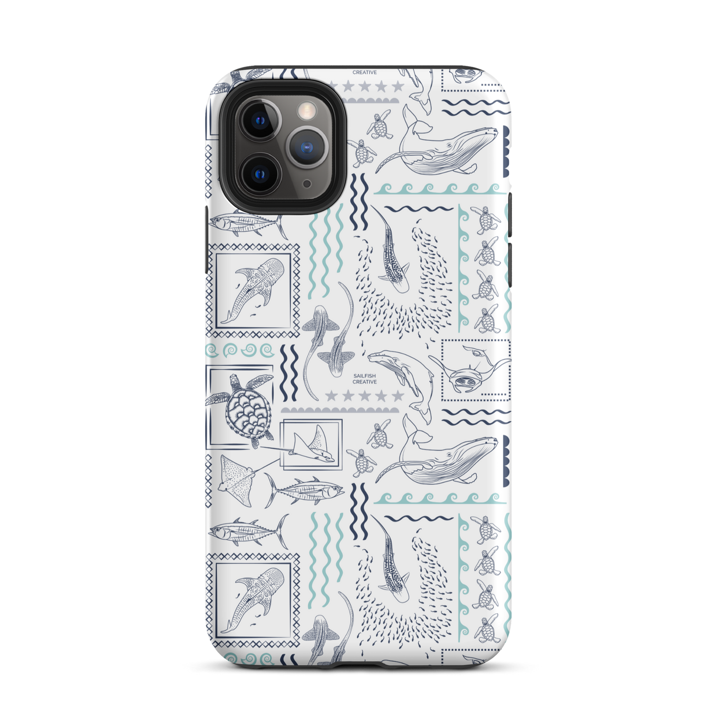 iPhone Phone Case - Busy Print Navy and Teal on White