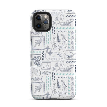 iPhone Phone Case - Busy Print Navy and Teal on White