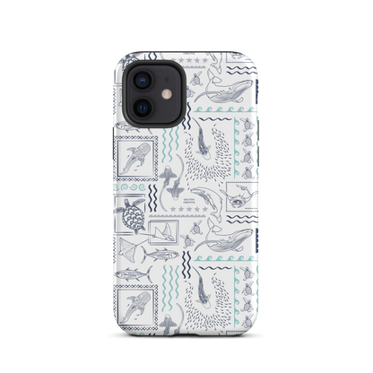 iPhone Phone Case - Busy Print Navy and Teal on White