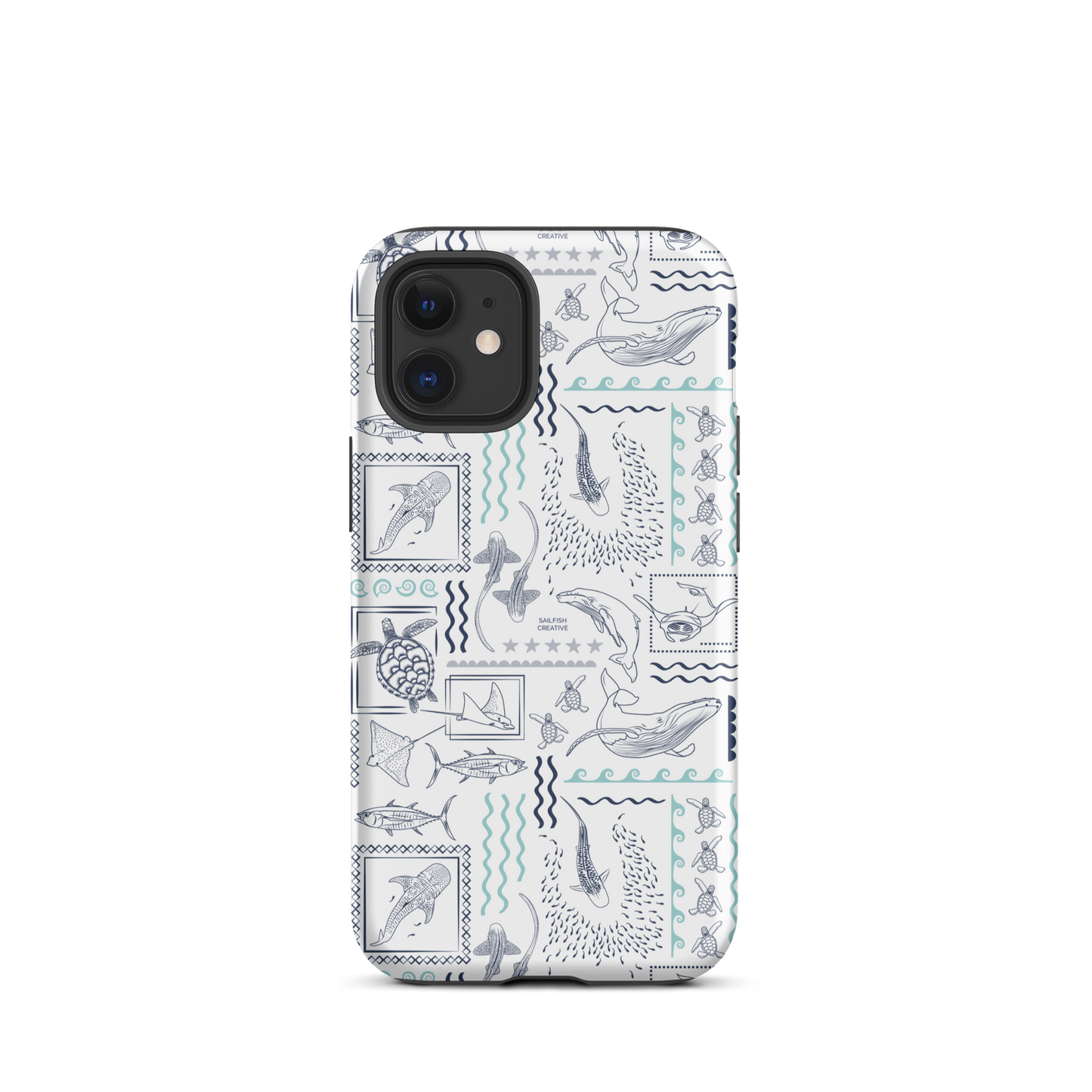 iPhone Phone Case - Busy Print Navy and Teal on White