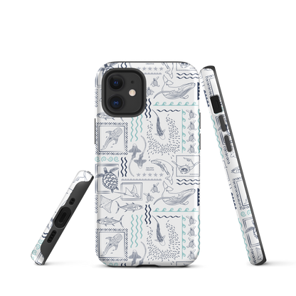 iPhone Phone Case - Busy Print Navy and Teal on White