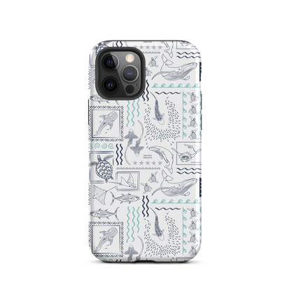 iPhone Phone Case - Busy Print Navy and Teal on White
