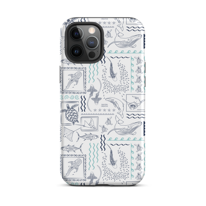iPhone Phone Case - Busy Print Navy and Teal on White