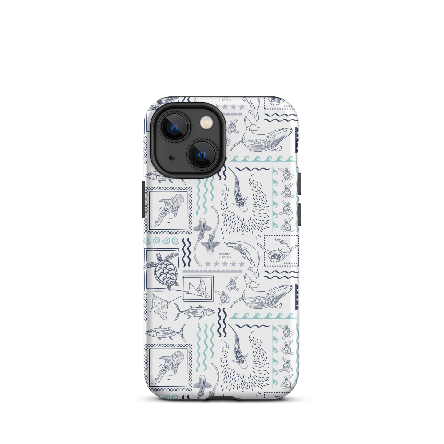 iPhone Phone Case - Busy Print Navy and Teal on White