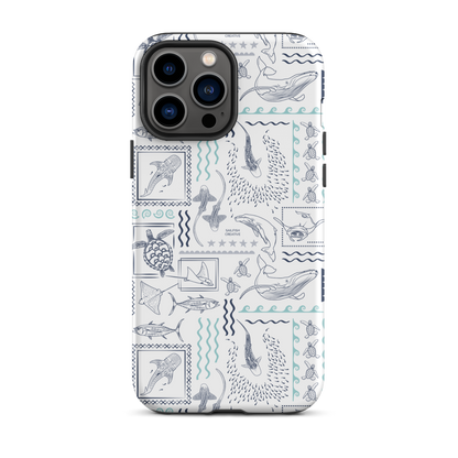 iPhone Phone Case - Busy Print Navy and Teal on White