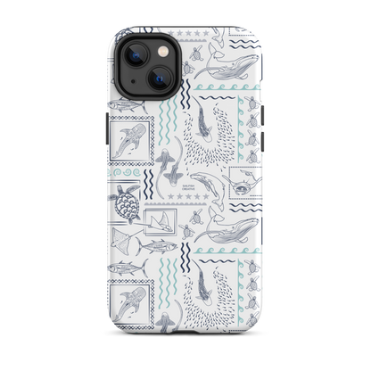 iPhone Phone Case - Busy Print Navy and Teal on White