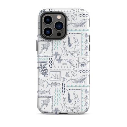 iPhone Phone Case - Busy Print Navy and Teal on White