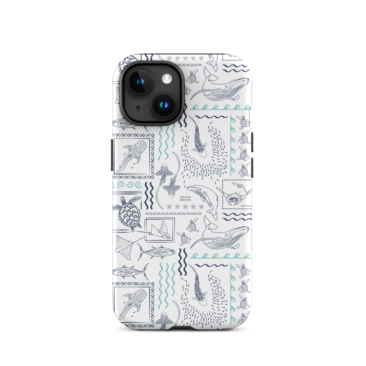 iPhone Phone Case - Busy Print Navy and Teal on White