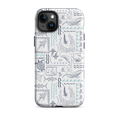 iPhone Phone Case - Busy Print Navy and Teal on White