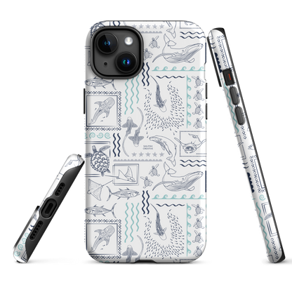 iPhone Phone Case - Busy Print Navy and Teal on White