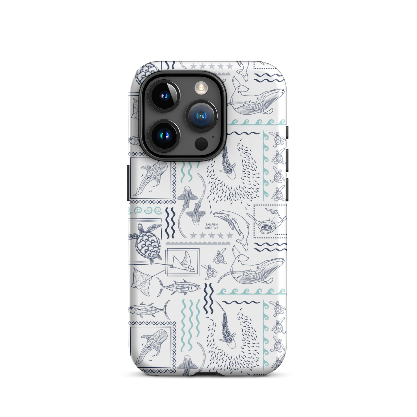 iPhone Phone Case - Busy Print Navy and Teal on White