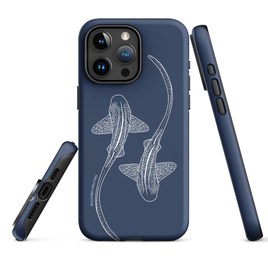 iPhone Tough Phone Case - Leopard Sharks Outline Navy - Sailfish Creative