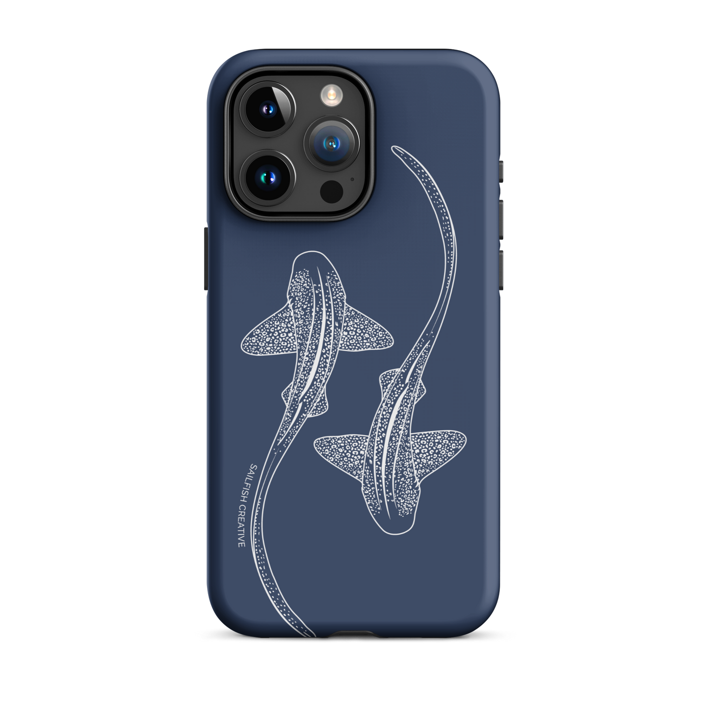 iPhone Tough Phone Case - Leopard Sharks Outline Navy - Sailfish Creative