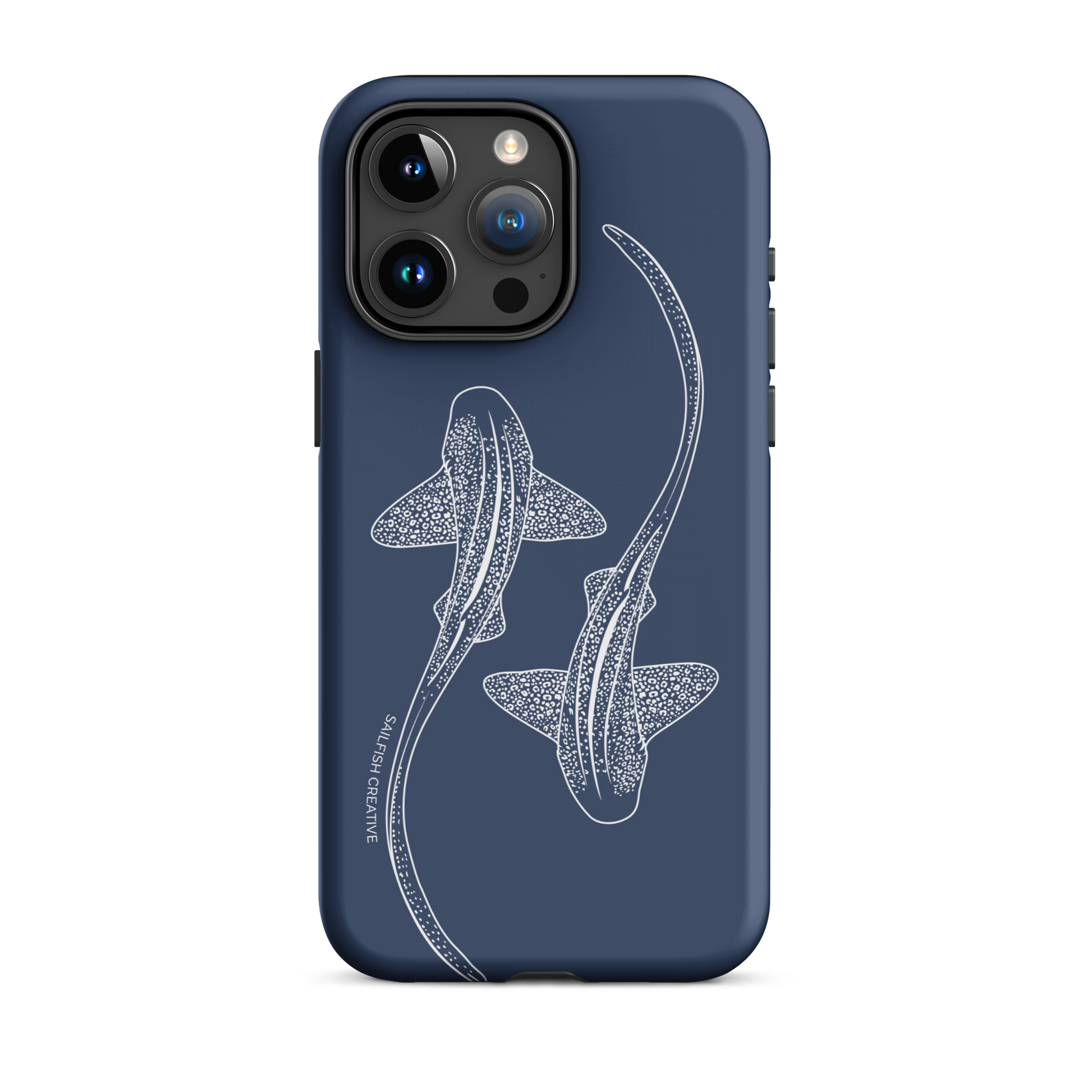 iPhone Tough Phone Case - Leopard Sharks Outline Navy - Sailfish Creative