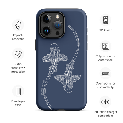 iPhone Tough Phone Case - Leopard Sharks Outline Navy - Sailfish Creative