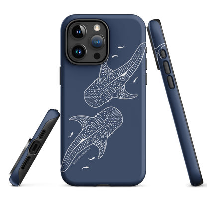 iPhone Tough Phone Case - Whale Sharks Outline Navy - Sailfish Creative