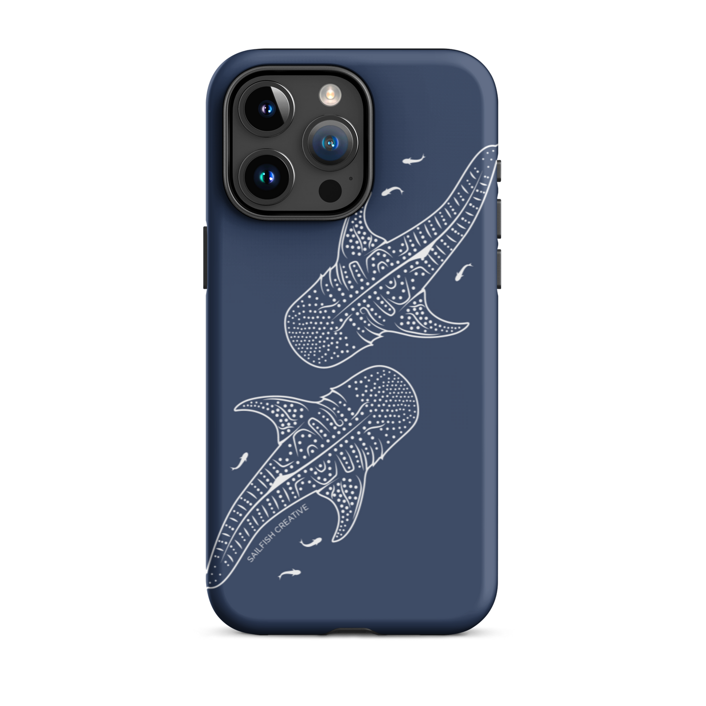 iPhone Tough Phone Case - Whale Sharks Outline Navy - Sailfish Creative