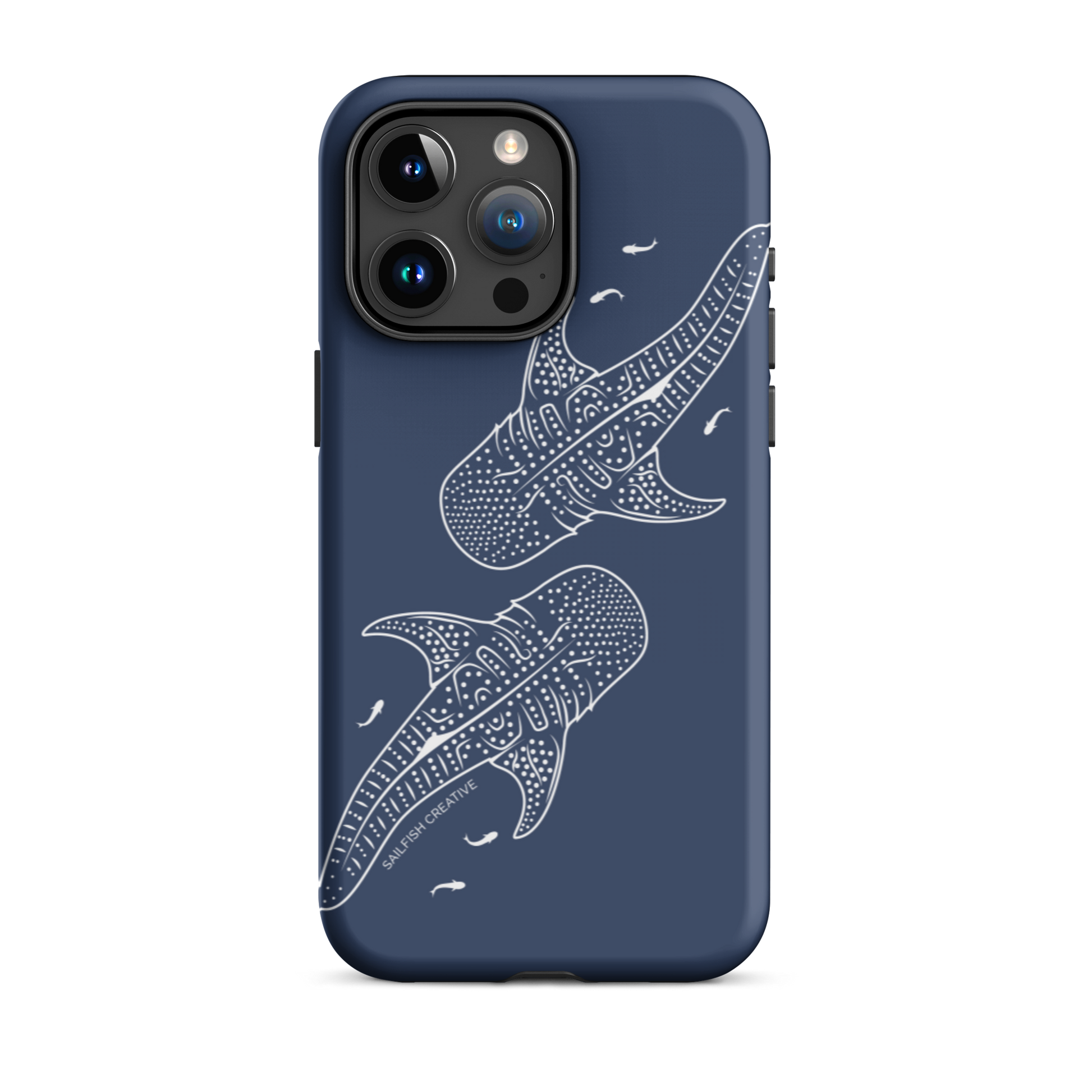 iPhone Tough Phone Case - Whale Sharks Outline Navy - Sailfish Creative