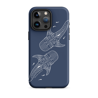 iPhone Tough Phone Case - Whale Sharks Outline Navy - Sailfish Creative