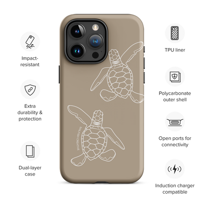 iPhone Tough Phone Case - Turtle Hatchlings Outline Natural - Sailfish Creative