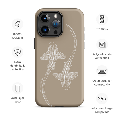 iPhone Tough Phone Case - Leopard Sharks Outline Natural - Sailfish Creative