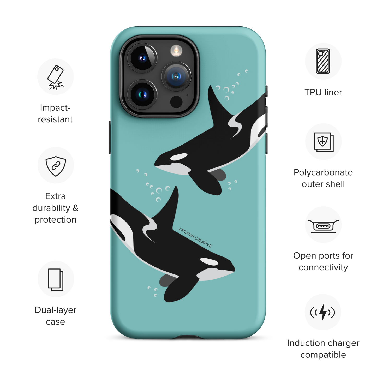 iPhone Tough Phone Case - Orca Killer Whale - Sailfish Creative
